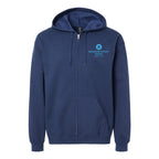 Gildan Unisex Softstyle® Midweight Full-Zip Hooded Sweatshirt Embroidery - Navy - Front