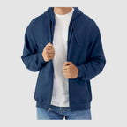 Gildan Unisex Softstyle® Midweight Full-Zip Hooded Sweatshirt Embroidery - Navy - On Model Front
