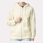 Gildan Unisex Softstyle® Midweight Full-Zip Hooded Sweatshirt Embroidery - Off White - On Model Front