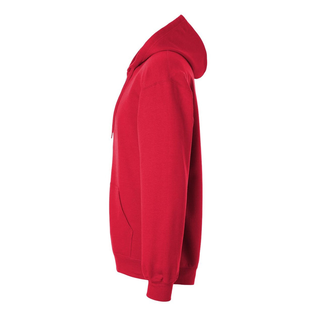 Gildan Unisex Softstyle® Midweight Full-Zip Hooded Sweatshirt Embroidery - Red - Direct Side