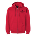 Gildan Unisex Softstyle® Midweight Full-Zip Hooded Sweatshirt Embroidery - Red - Front
