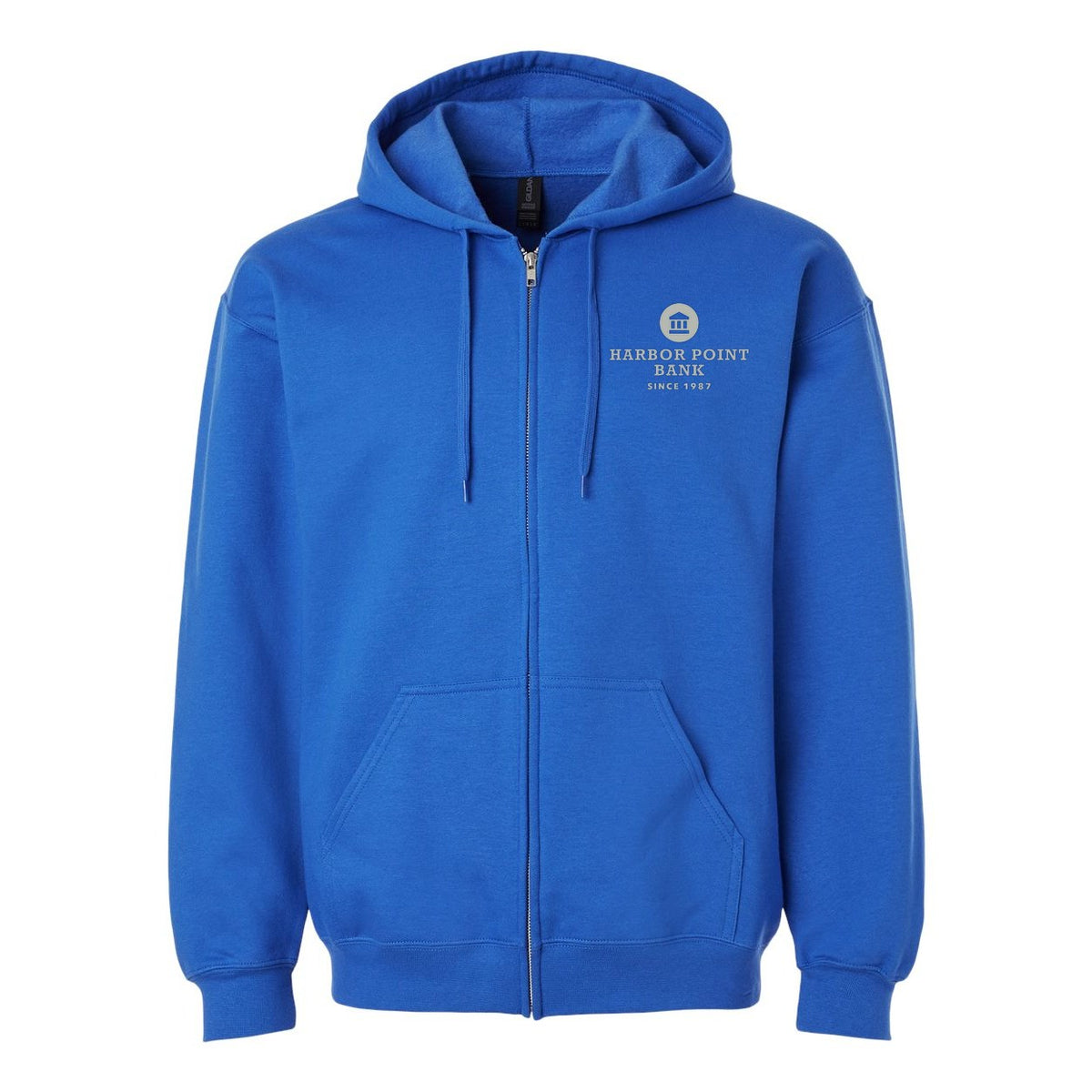 Gildan Unisex Softstyle® Midweight Full-Zip Hooded Sweatshirt Embroidery - Royal - Front