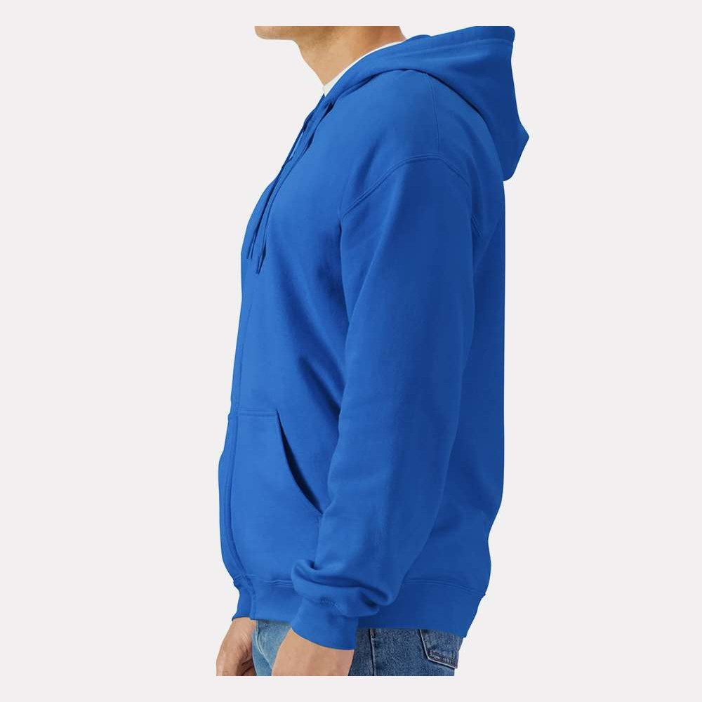 Gildan Unisex Softstyle® Midweight Full-Zip Hooded Sweatshirt Embroidery - Royal - On Model Side