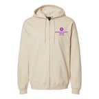 Gildan Unisex Softstyle® Midweight Full-Zip Hooded Sweatshirt Embroidery - Sand - Front