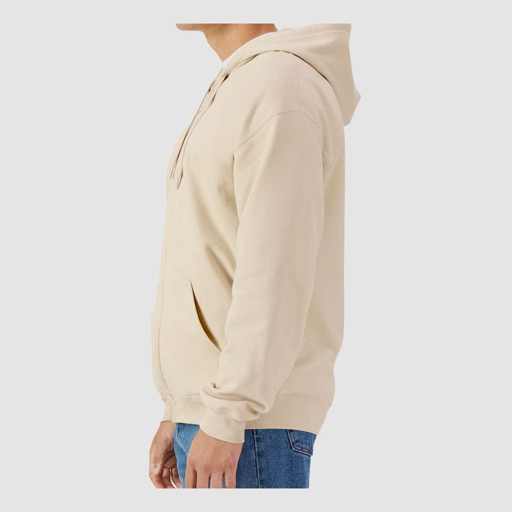 Gildan Unisex Softstyle® Midweight Full-Zip Hooded Sweatshirt Embroidery - Sand - On Model Side