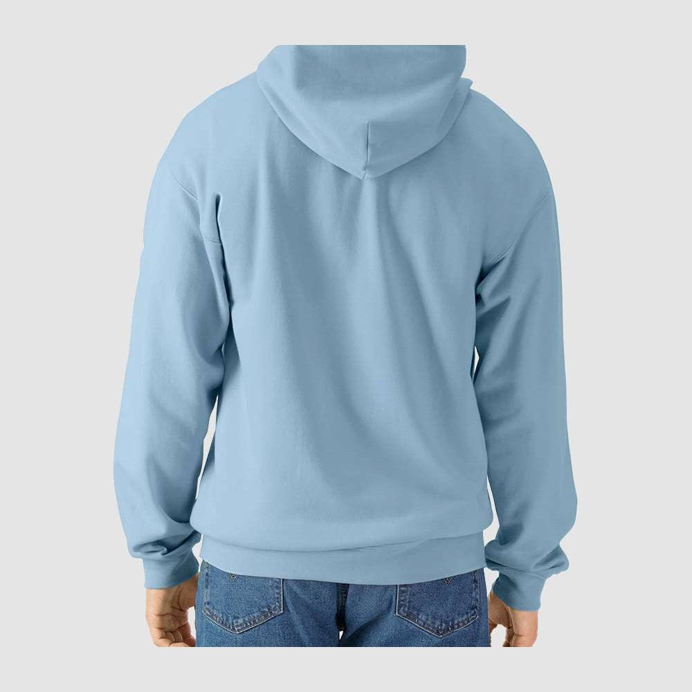 Gildan Unisex Softstyle® Midweight Full-Zip Hooded Sweatshirt Embroidery - Stone Blue - On Model Back