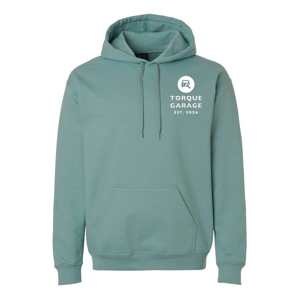 Gildan Unisex Softstyle® Midweight Hooded Sweatshirt Embroidery - Aquatic - Front