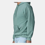 Gildan Unisex Softstyle® Midweight Hooded Sweatshirt Embroidery - Aquatic - On Model Side