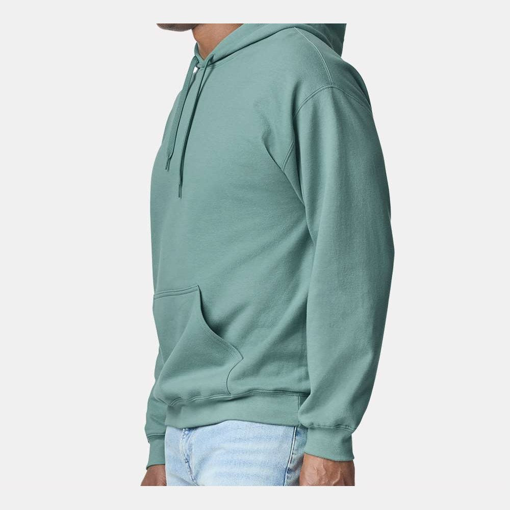 Gildan Unisex Softstyle® Midweight Hooded Sweatshirt Embroidery - Aquatic - On Model Side