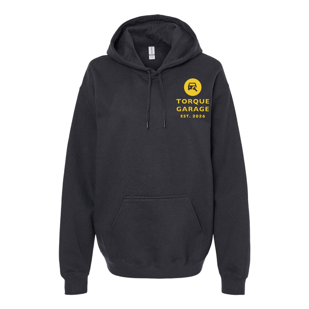Gildan Unisex Softstyle® Midweight Hooded Sweatshirt Embroidery - Black - Front