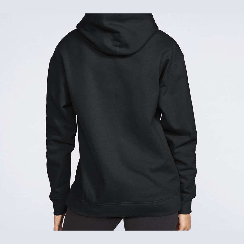 Gildan Unisex Softstyle® Midweight Hooded Sweatshirt Embroidery - Black - On Model Back