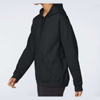 Gildan Unisex Softstyle® Midweight Hooded Sweatshirt Embroidery - Black - On Model Side