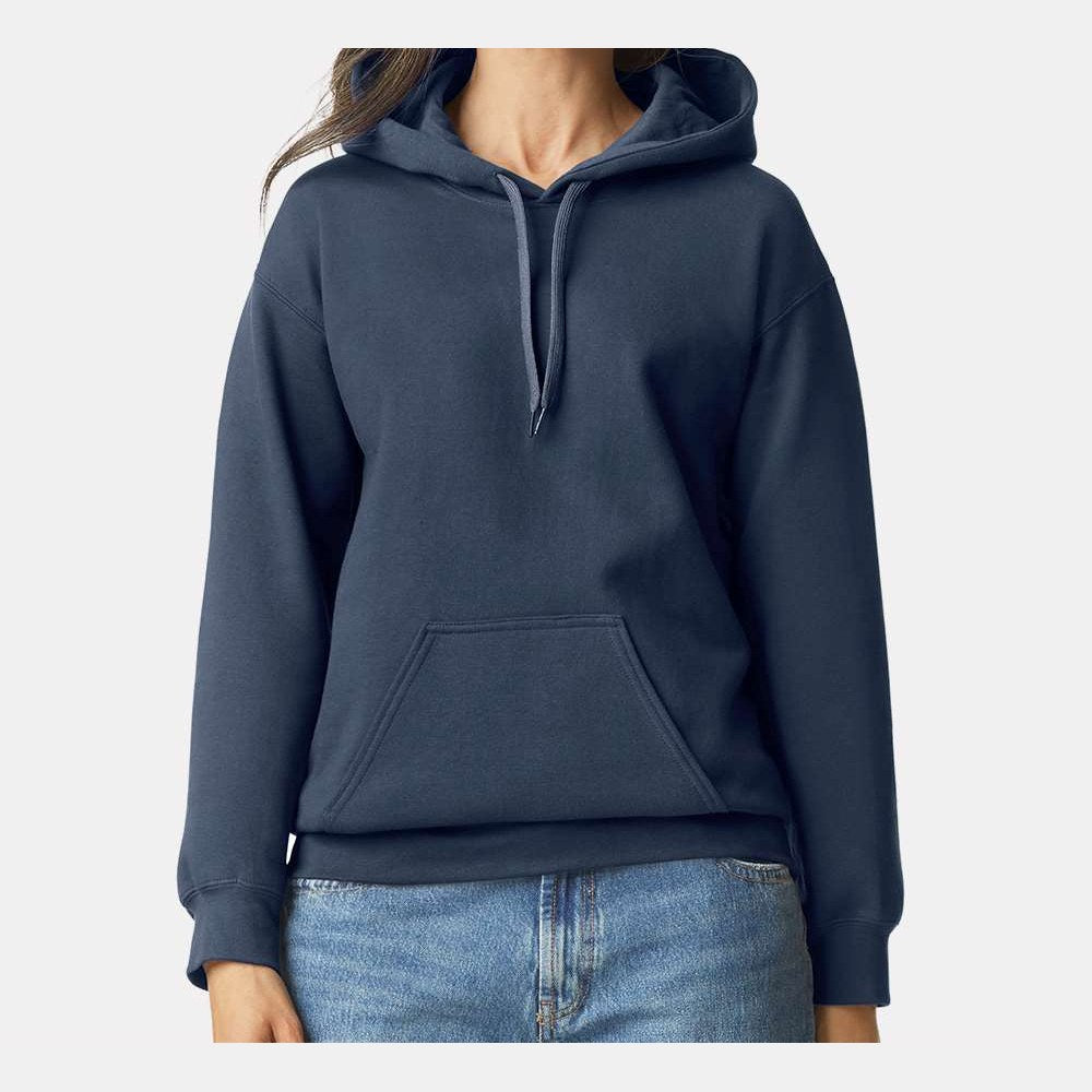Gildan Unisex Softstyle® Midweight Hooded Sweatshirt Embroidery - Blue Dusk - On Model Front