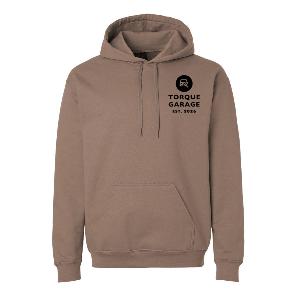 Gildan Unisex Softstyle® Midweight Hooded Sweatshirt Embroidery - Brown Savana - Front