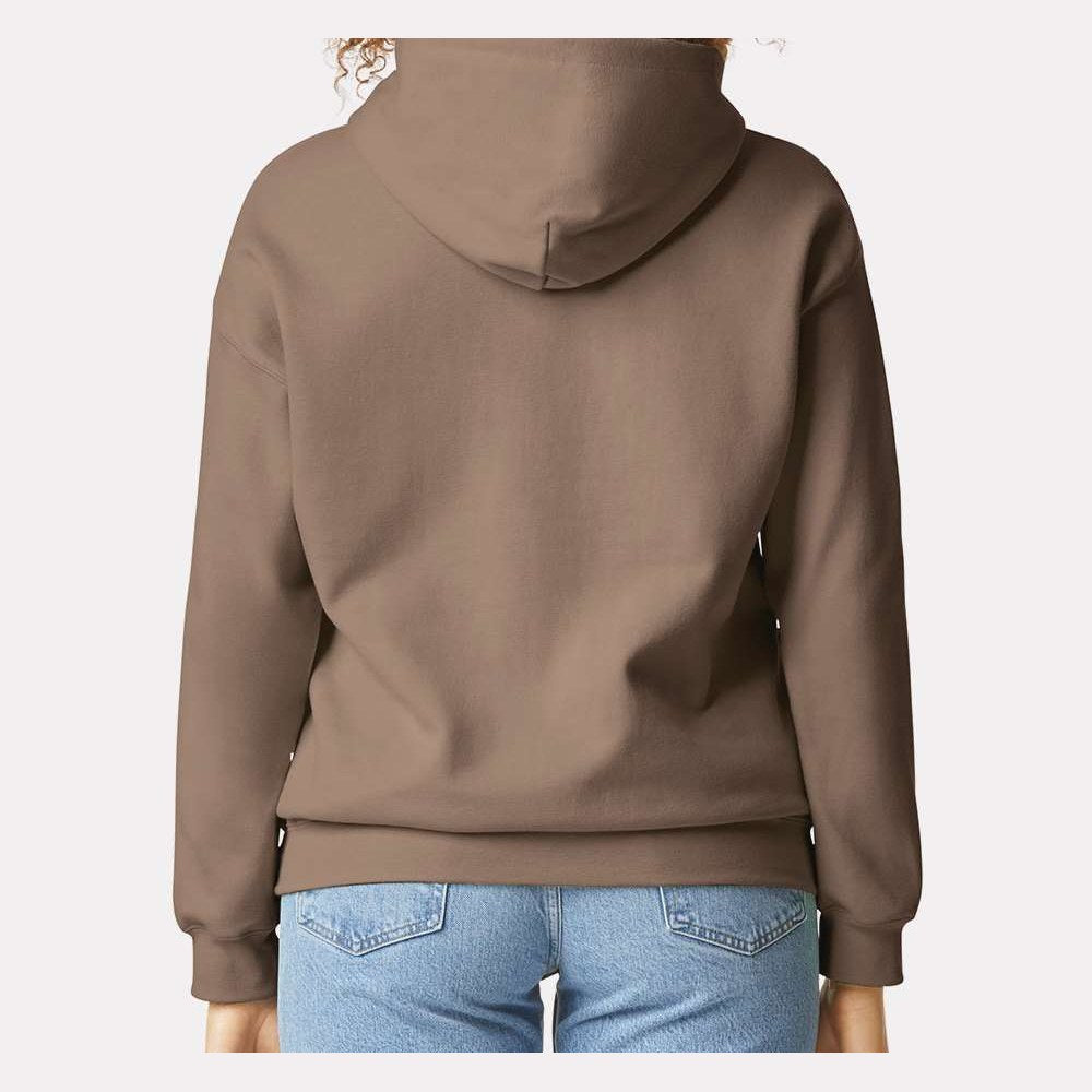 Gildan Unisex Softstyle® Midweight Hooded Sweatshirt Embroidery - Brown Savana - On Model Back