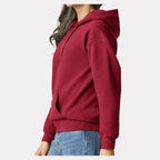 Gildan Unisex Softstyle® Midweight Hooded Sweatshirt Embroidery - Cardinal - On Model Side