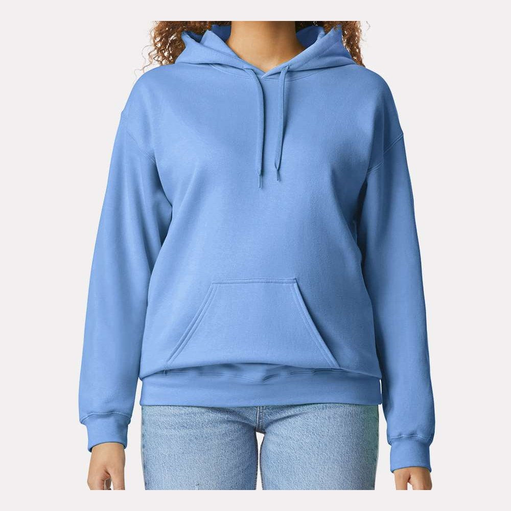 Gildan Unisex Softstyle® Midweight Hooded Sweatshirt Embroidery - Carolina Blue - On Model Front