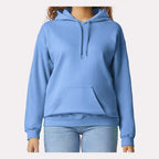 Gildan Unisex Softstyle® Midweight Hooded Sweatshirt Embroidery - Carolina Blue - On Model Front