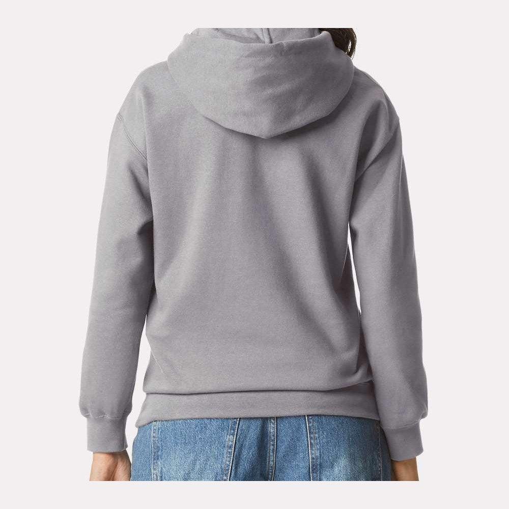 Gildan Unisex Softstyle® Midweight Hooded Sweatshirt Embroidery - Cement - On Model Back