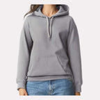 Gildan Unisex Softstyle® Midweight Hooded Sweatshirt Embroidery - Cement - On Model Front
