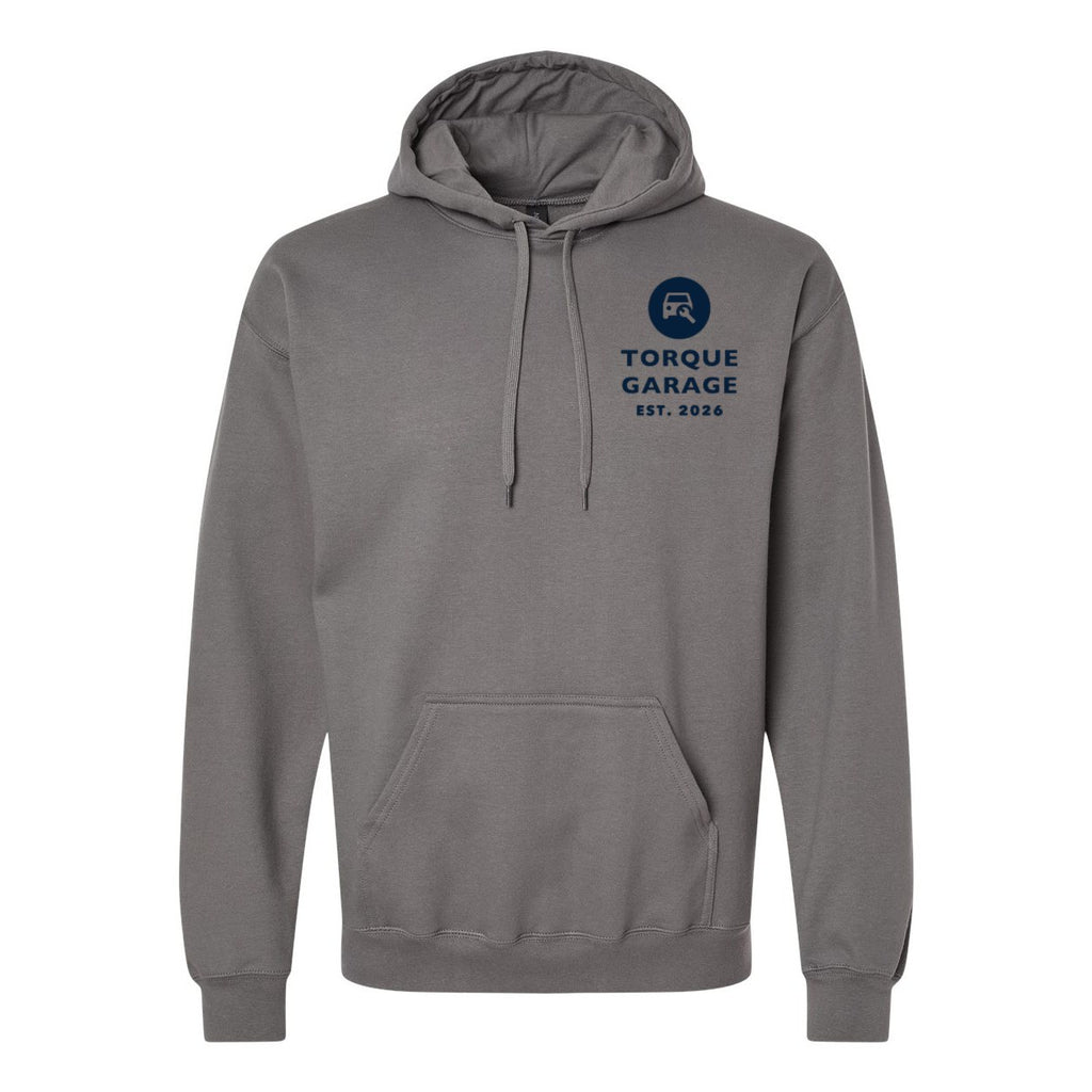 Gildan Unisex Softstyle® Midweight Hooded Sweatshirt Embroidery - Charcoal - Front