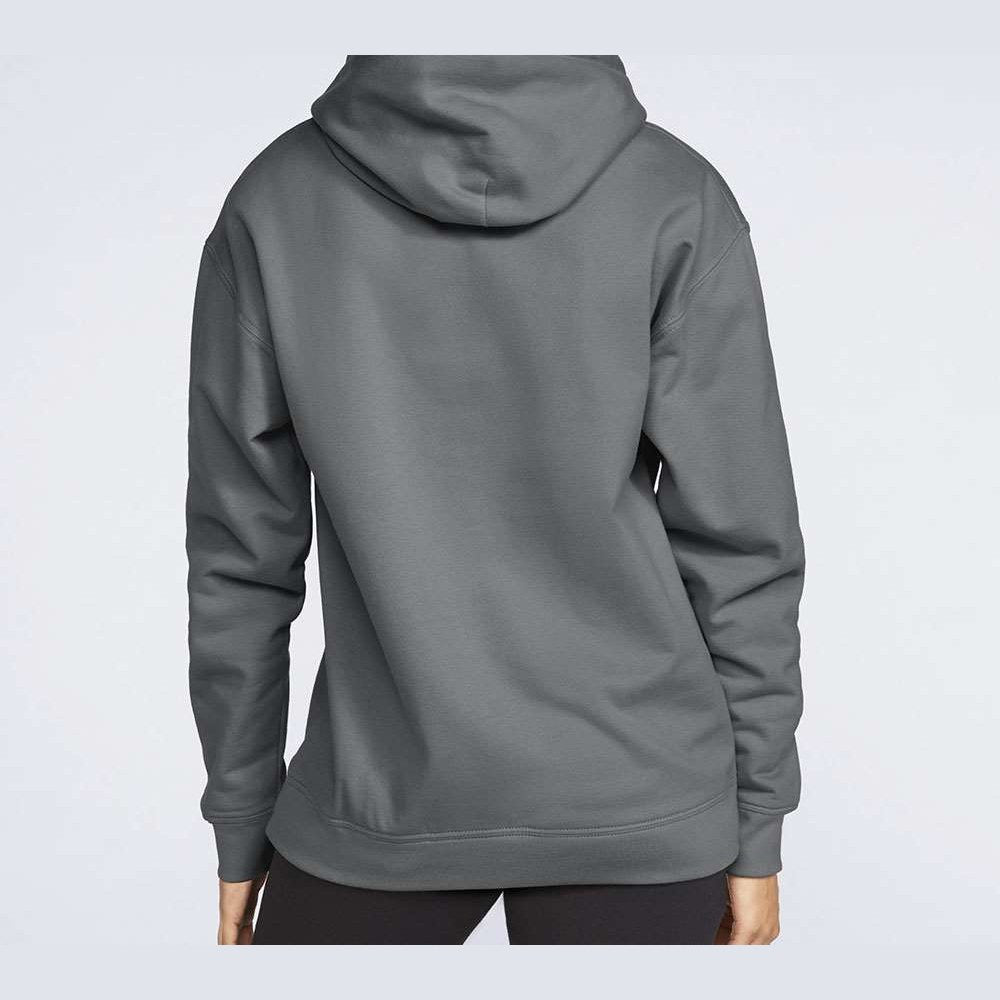 Gildan Unisex Softstyle® Midweight Hooded Sweatshirt Embroidery - Charcoal - On Model Back