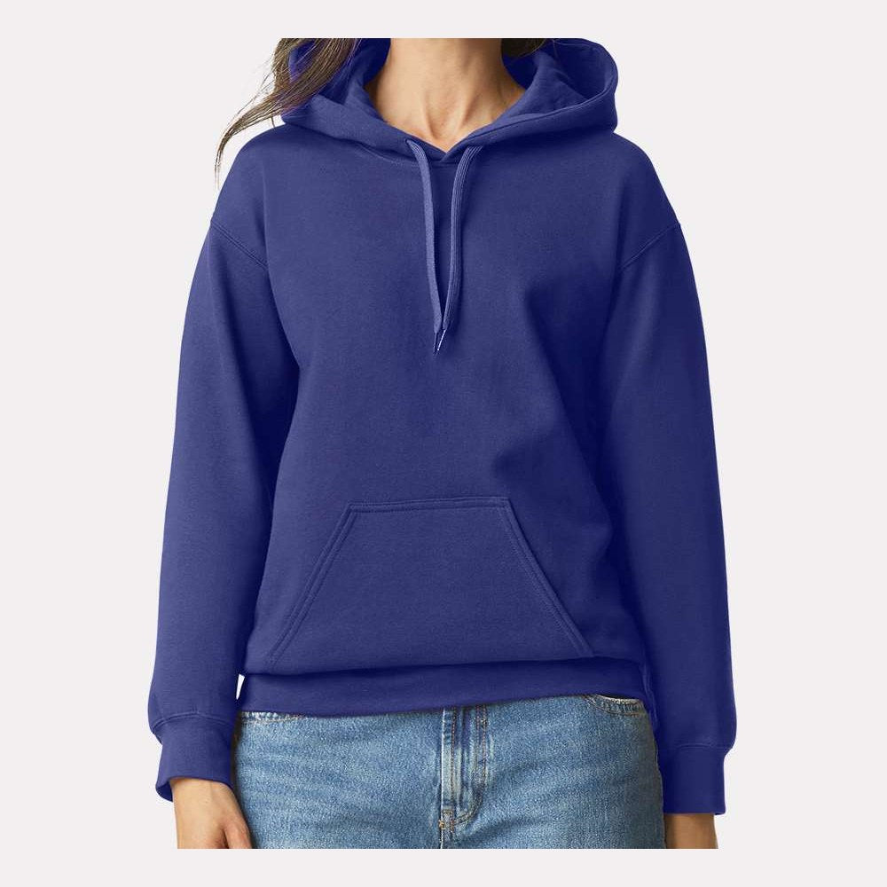 Gildan Unisex Softstyle® Midweight Hooded Sweatshirt Embroidery - Cobalt - On Model Front