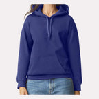 Gildan Unisex Softstyle® Midweight Hooded Sweatshirt Embroidery - Cobalt - On Model Front