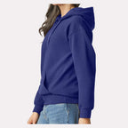 Gildan Unisex Softstyle® Midweight Hooded Sweatshirt Embroidery - Cobalt - On Model Side