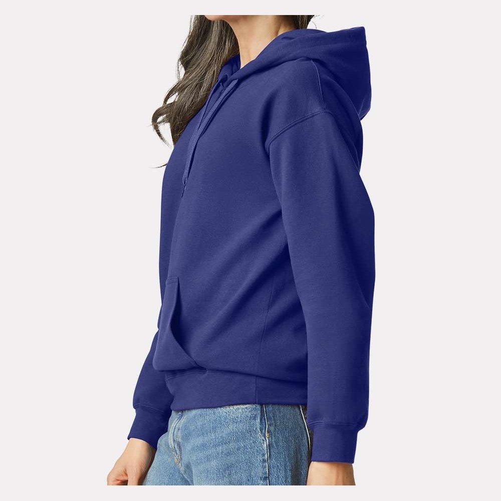 Gildan Unisex Softstyle® Midweight Hooded Sweatshirt Embroidery - Cobalt - On Model Side