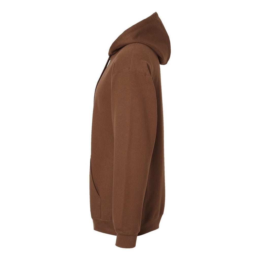 Gildan Unisex Softstyle® Midweight Hooded Sweatshirt Embroidery - Cocoa - Direct Side