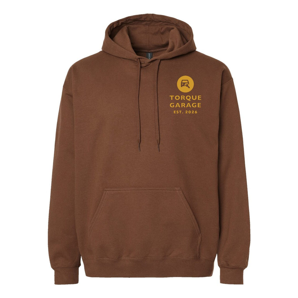 Gildan Unisex Softstyle® Midweight Hooded Sweatshirt Embroidery - Cocoa - Front
