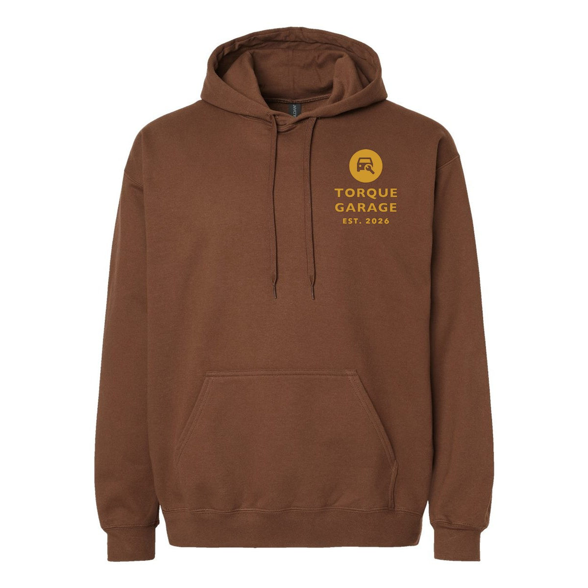 Gildan Unisex Softstyle® Midweight Hooded Sweatshirt Embroidery - Cocoa - Front