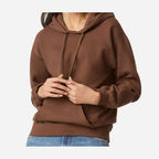 Gildan Unisex Softstyle® Midweight Hooded Sweatshirt Embroidery - Cocoa - On Model Front