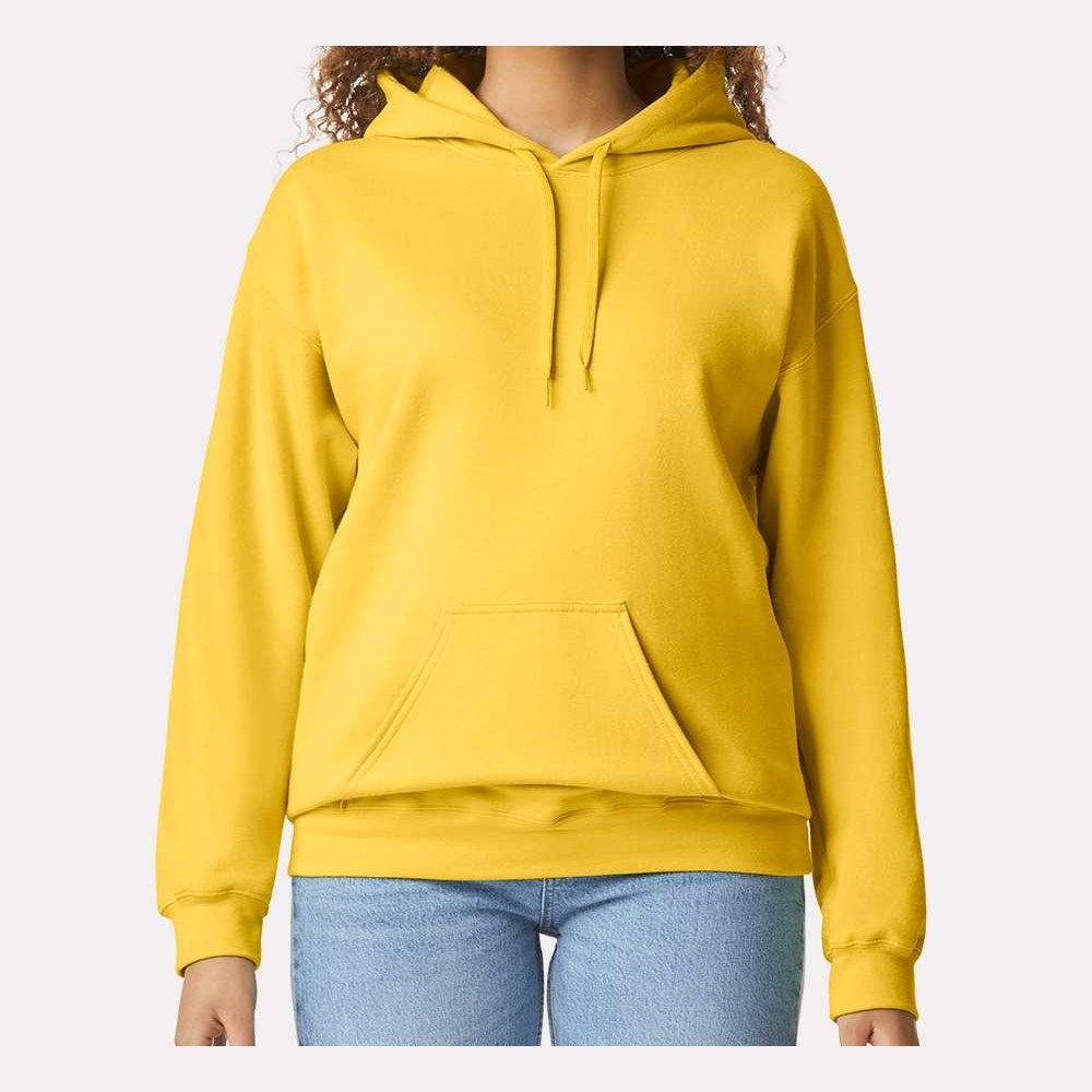 Gildan Unisex Softstyle® Midweight Hooded Sweatshirt Embroidery - Daisy - On Model Front