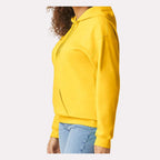 Gildan Unisex Softstyle® Midweight Hooded Sweatshirt Embroidery - Daisy - On Model Side