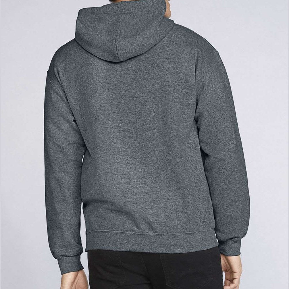 Gildan Unisex Softstyle® Midweight Hooded Sweatshirt Embroidery - Dark Heather - On Model Back