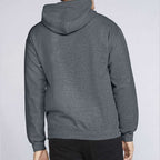Gildan Unisex Softstyle® Midweight Hooded Sweatshirt Embroidery - Dark Heather - On Model Back