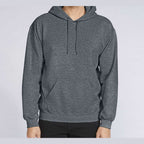 Gildan Unisex Softstyle® Midweight Hooded Sweatshirt Embroidery - Dark Heather - On Model Front