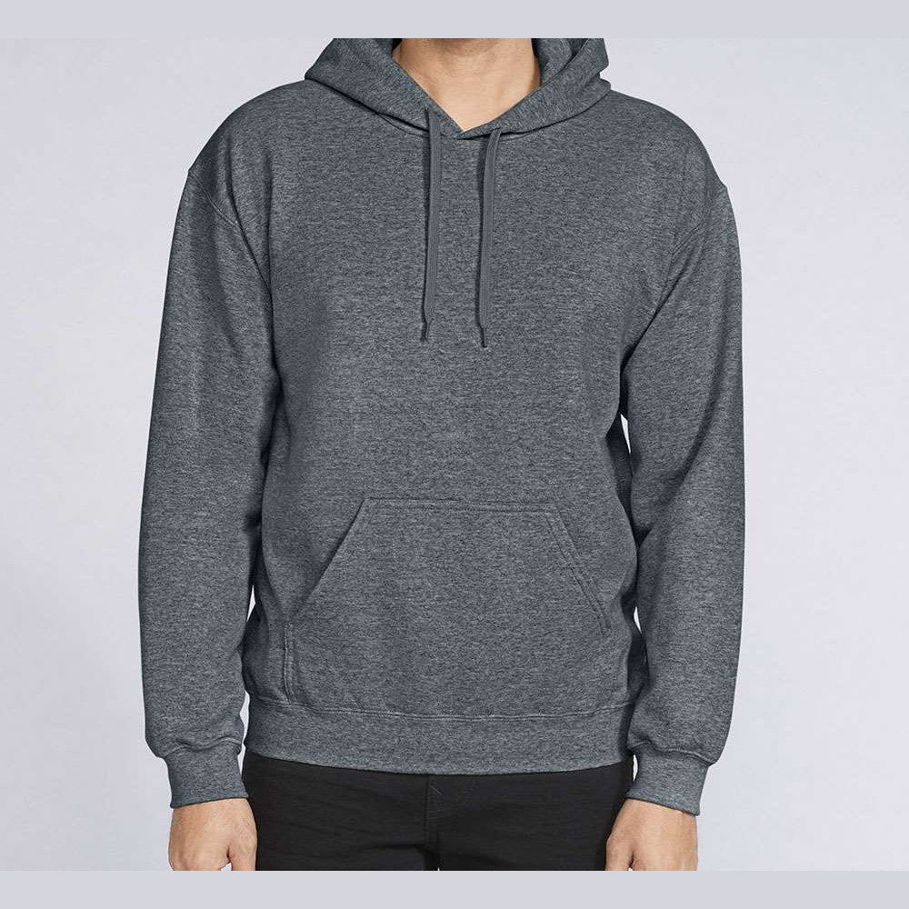 Gildan Unisex Softstyle® Midweight Hooded Sweatshirt Embroidery - Dark Heather - On Model Front