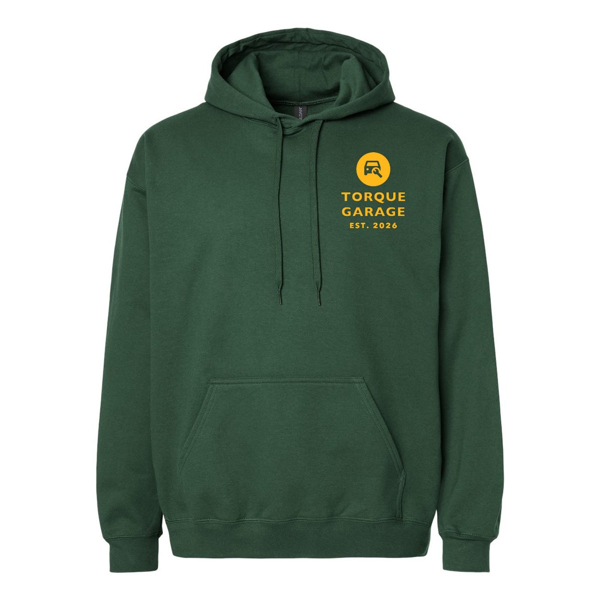 Gildan Unisex Softstyle® Midweight Hooded Sweatshirt Embroidery - Forest Green - Front