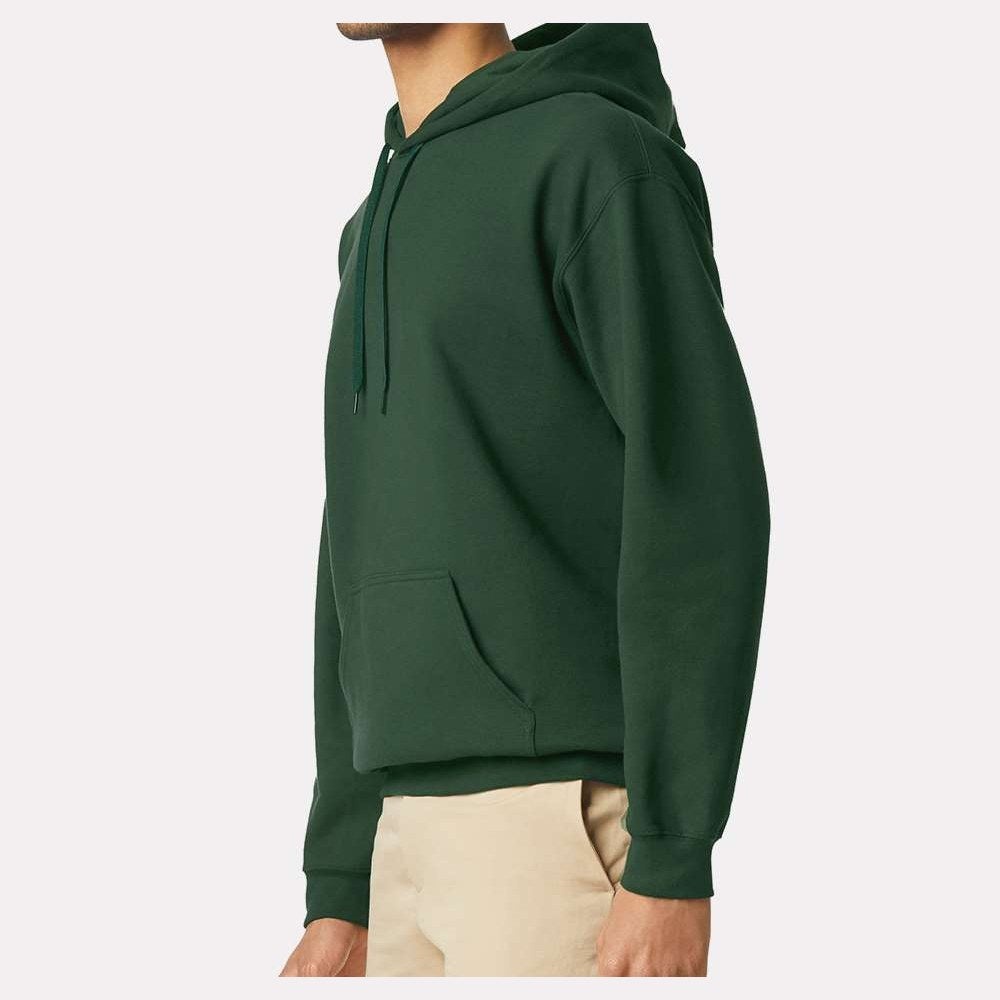 Gildan Unisex Softstyle® Midweight Hooded Sweatshirt Embroidery - Forest Green - On Model Side
