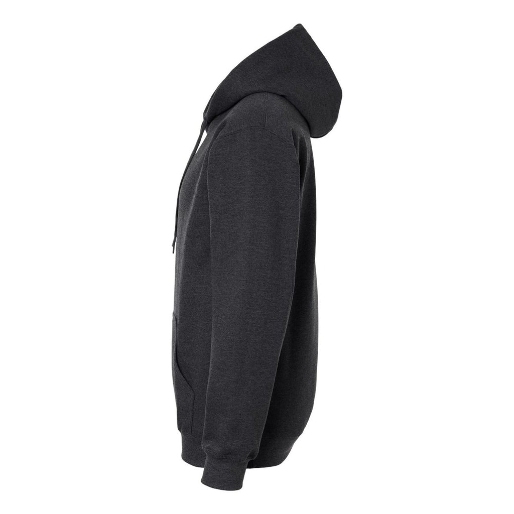 Gildan Unisex Softstyle® Midweight Hooded Sweatshirt Embroidery - Heather Black - Direct Side
