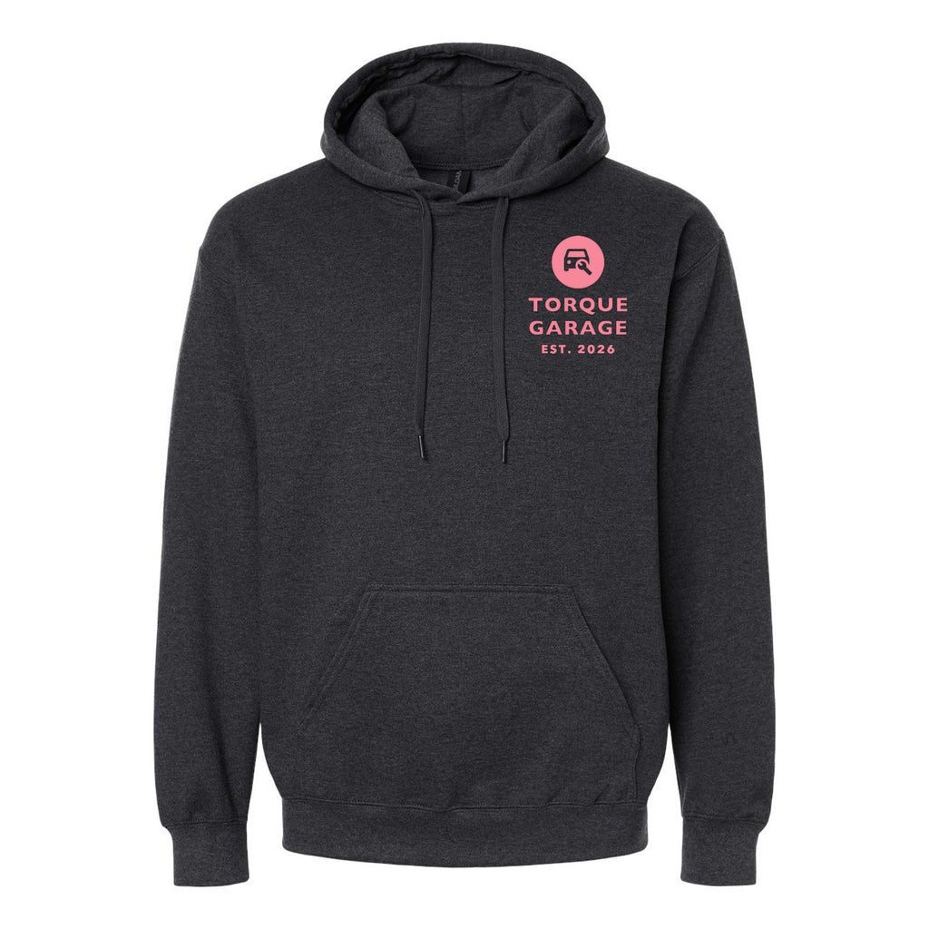 Gildan Unisex Softstyle® Midweight Hooded Sweatshirt Embroidery - Heather Black - Front