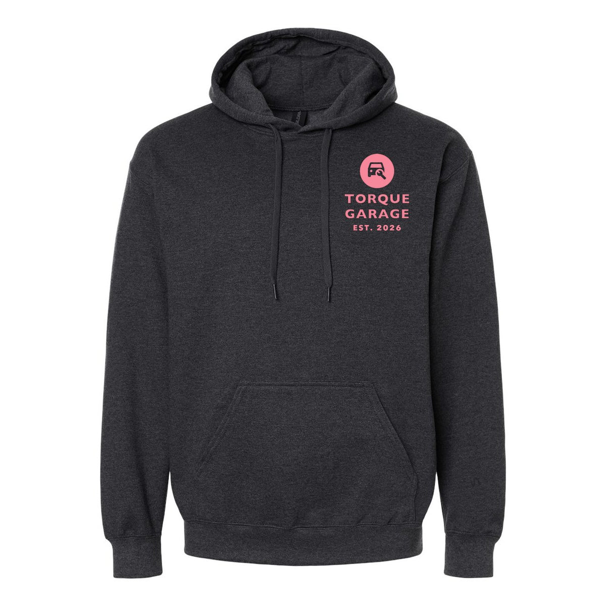 Gildan Unisex Softstyle® Midweight Hooded Sweatshirt Embroidery - Heather Black - Front