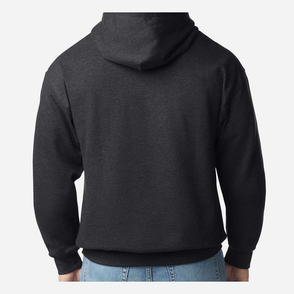 Gildan Unisex Softstyle® Midweight Hooded Sweatshirt Embroidery - Heather Black - On Model Back