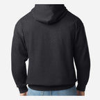 Gildan Unisex Softstyle® Midweight Hooded Sweatshirt Embroidery - Heather Black - On Model Back