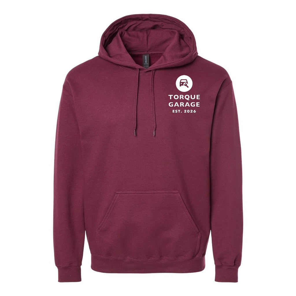 Gildan Unisex Softstyle® Midweight Hooded Sweatshirt Embroidery - Maroon - Front