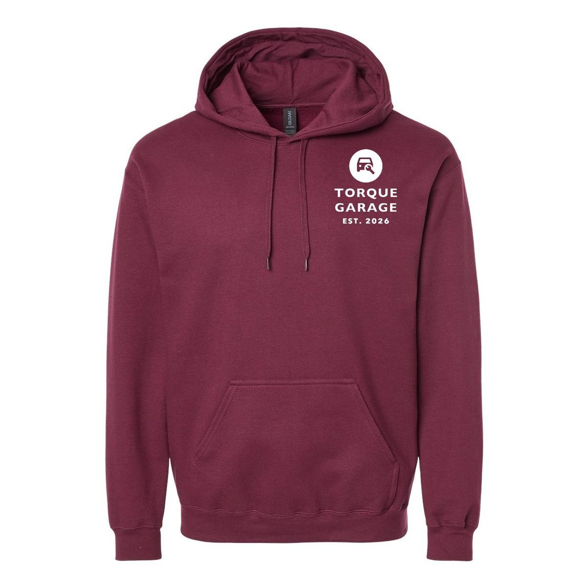 Gildan Unisex Softstyle® Midweight Hooded Sweatshirt Embroidery - Maroon - Front