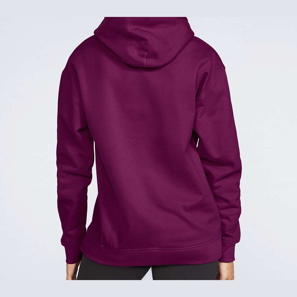 Gildan Unisex Softstyle® Midweight Hooded Sweatshirt Embroidery - Maroon - On Model Back